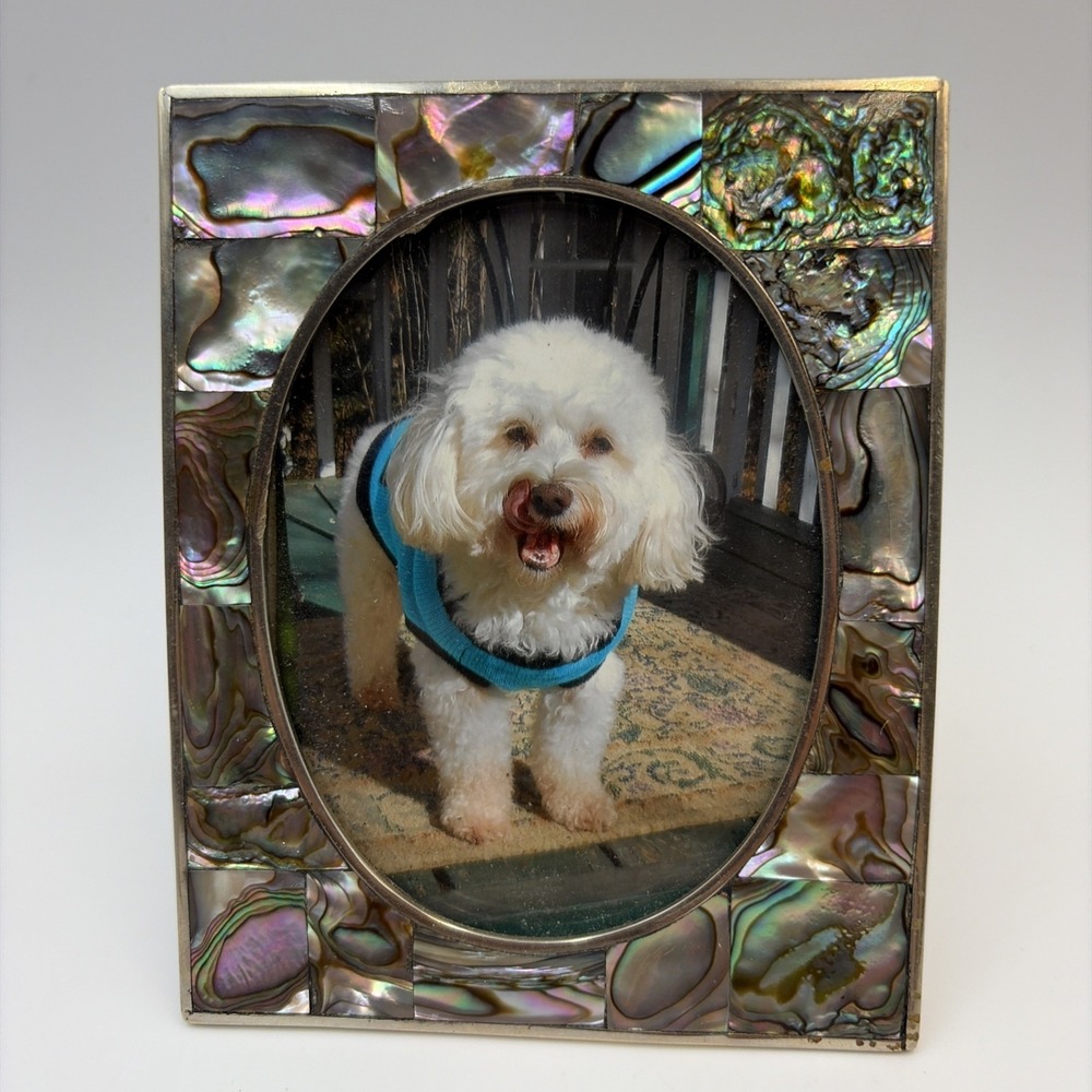Alpaca 'Silver' & Abalone Vintage Shell Inlay Picture Frame 4.25 x 3.25